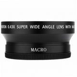 2-in-1 72MM 0.43X Wide Angle Macro Camera Lens with Two Cap