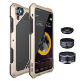 198° Fisheye Lens + 15X Macro Lens + Wide Angle Lens + IP54 Waterproof Shockproof Aluminum Case For iPhone X