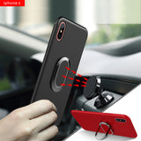 Bakeey™ 360° Adjustable Metal Ring Kickstand Magnetic Adsorption TPU Case for iPhone X