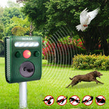 KCASA KC-JK369 Garden Ultrasonic PIR Sensor Solar Animal Repeller Strong Flashlight Bird Repel