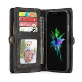 Caseme Magnetic Detachable Zipper Wallet Cash Pocket Card Slots Case For iPhone X