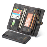 Caseme Magnetic Detachable Zipper Wallet Cash Pocket Card Slots Case For iPhone X