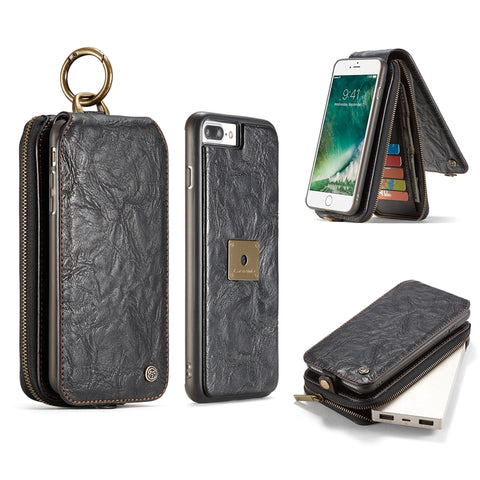 Caseme Multifunctional Detachable Zipper Wallet Card Slots Case For iPhone 7 Plus & 8 Plus