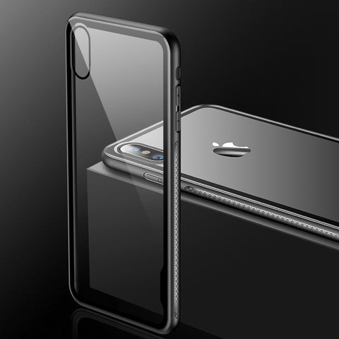 Bakeey™ Tempered Glass Back Cover TPU Frame Protective Case for iPhone X/7/8 Plus