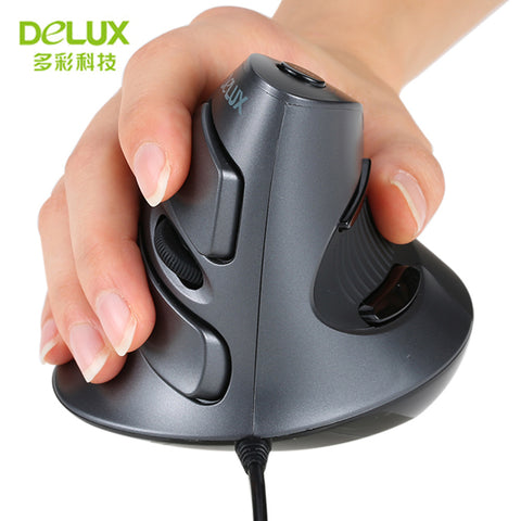 Delux M618 USB Wired Ergonomic Vertical Optical Mouse Computer Mice Adjustable 1600 DPI 5D Buttons