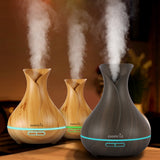EASEHOLD 400ml Aroma Essential Oil Diffuser Ultrasonic Air Humidifier with Wood Grain 7Color Changing LED Lights electric aroma