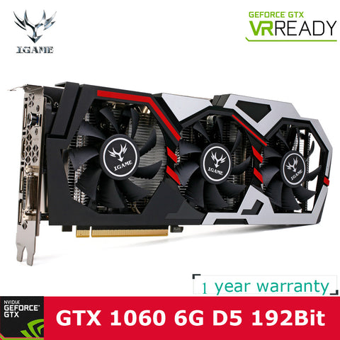 Colorful NVIDIA GeForce GTX iGame 1060 GPU 6GB GDDR5 192bit PCI-E X16 3.0 VR Ready Gaming Video Graphics Card DVI+HDMI+3*DP Port