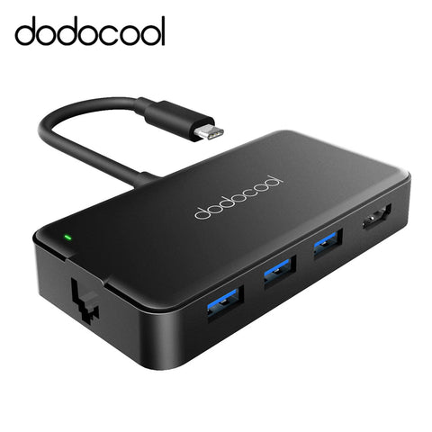 dodocool 7-in-1 Multifunction Type-C Hub Power Delivery 4K Video HD/VGA Output Port Gigabit Ethernet Adapter and 3 USB 3.0 Ports