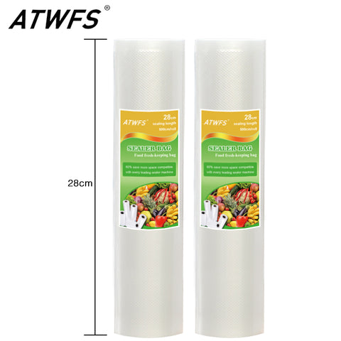 ATWFS High Quality 28cm*500cm/Roll Vacuum Food Packaging Bags