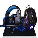 Professional 3200 DPI 7 Button 7D LED USB Wired Gaming Mouse Mice+Over-ear Gamer Headphone Headset Earphone with Mic Stereo Bass