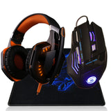 Professional 3200 DPI 7 Button 7D LED USB Wired Gaming Mouse Mice+Over-ear Gamer Headphone Headset Earphone with Mic Stereo Bass