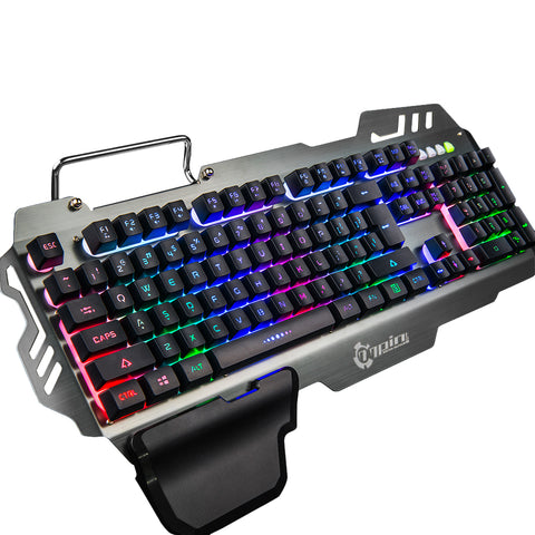 7pin PK-900 Gaming Keyboard RGB Backlight Mechanical Feel Computer Keyboard with Tablet Phone Holder Wrist Rest for overwatch PC