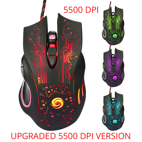 Professional USB Wired Gaming Mouse 5500 DPI Adjustable Optical Computer Mouse Mice with 6 Buttons LED Light Mous